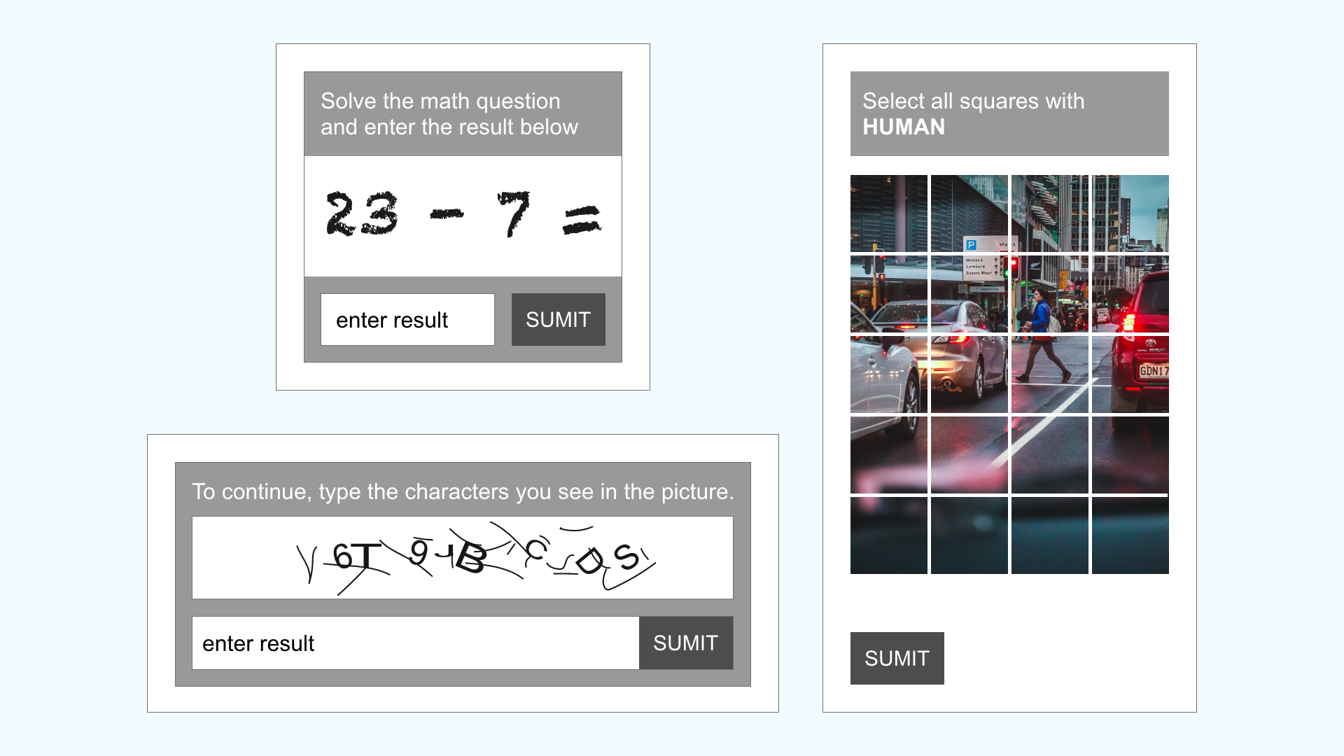 What types of captchas are there and how effective are they in preventing spam and abuse?